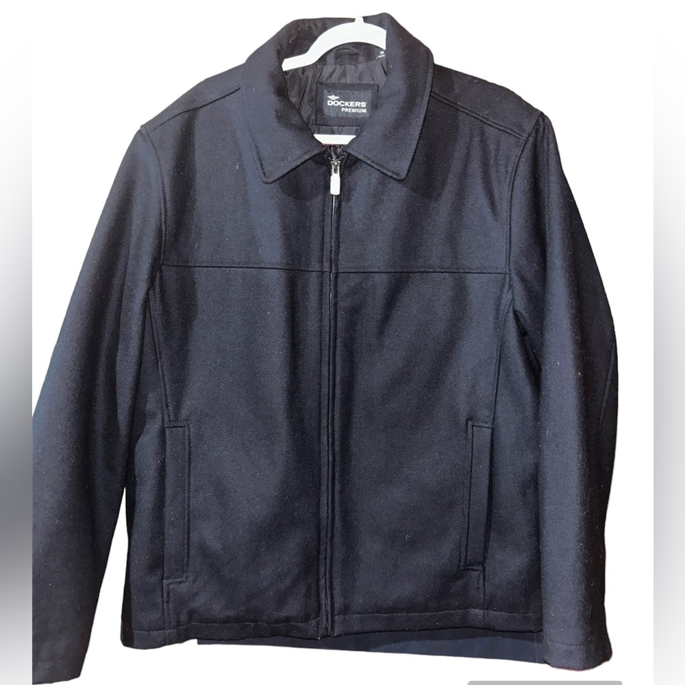 Dockers Men’s Wool Blend Open Bottom Jacket with Quilted Bib